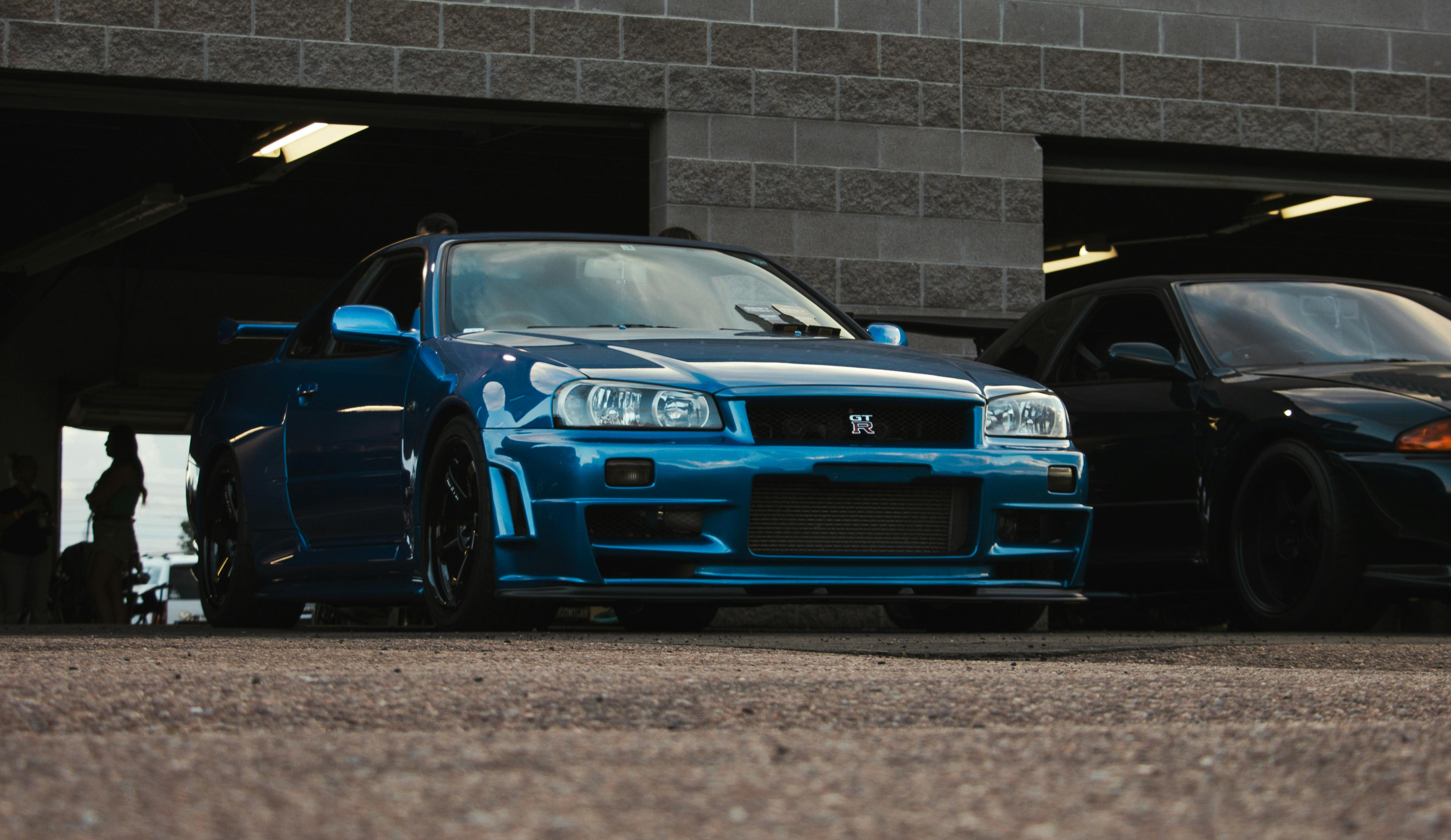 A Nissan Skyline GTR in a garage. 