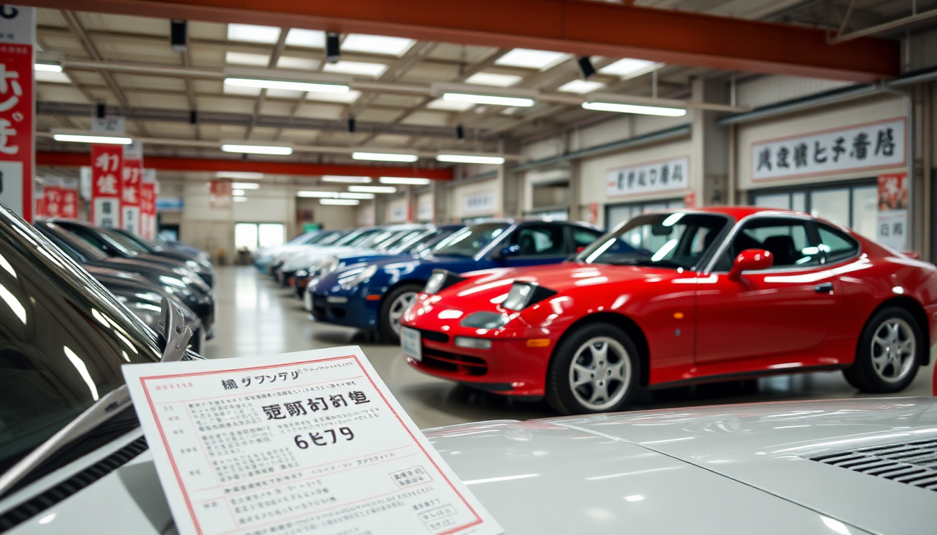 Japanese car auction house with authentic auction sheets